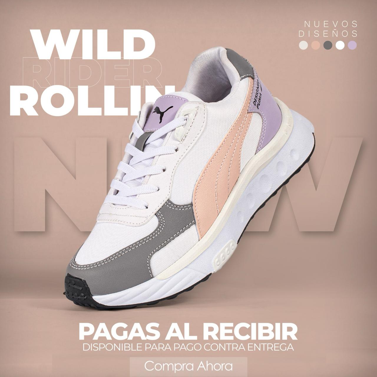 TENIS PUMA BLANCO LILA MUJER